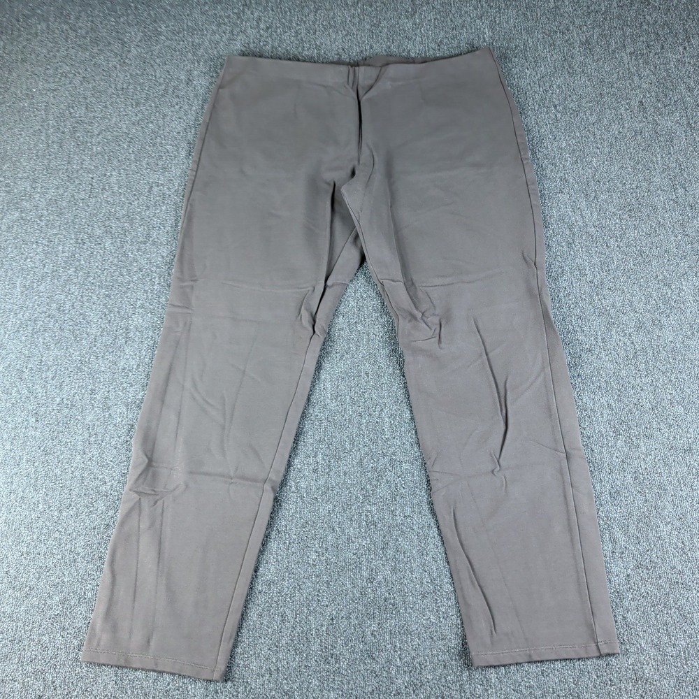 Eileen Fisher Pants XL Womens Brown Cotton Stretch Jersey Pull On Slim Straight — photo 2